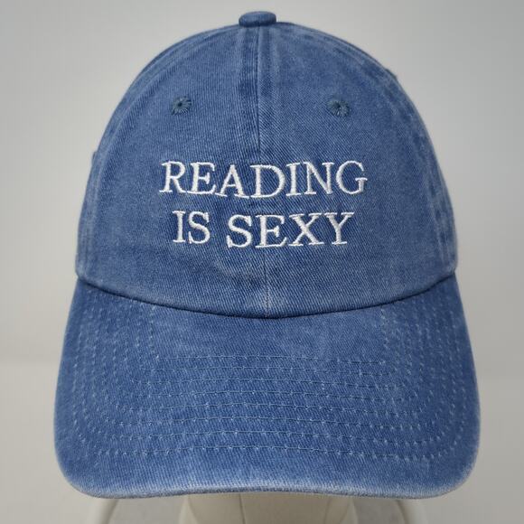 Reading is Sexy Slideback Baseball Cap Blue OS Embroidered Book Of The Month - Picture 2 of 9